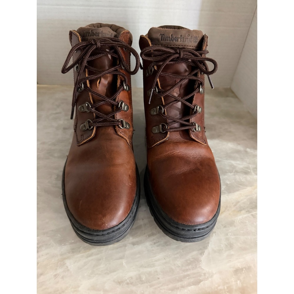 Timberland Ankle Boots Womens 8.5 M Brown Leather Lace Up 69058 Rugged